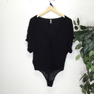 Free People Black Thong Body Suit